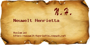 Neuwelt Henrietta névjegykártya